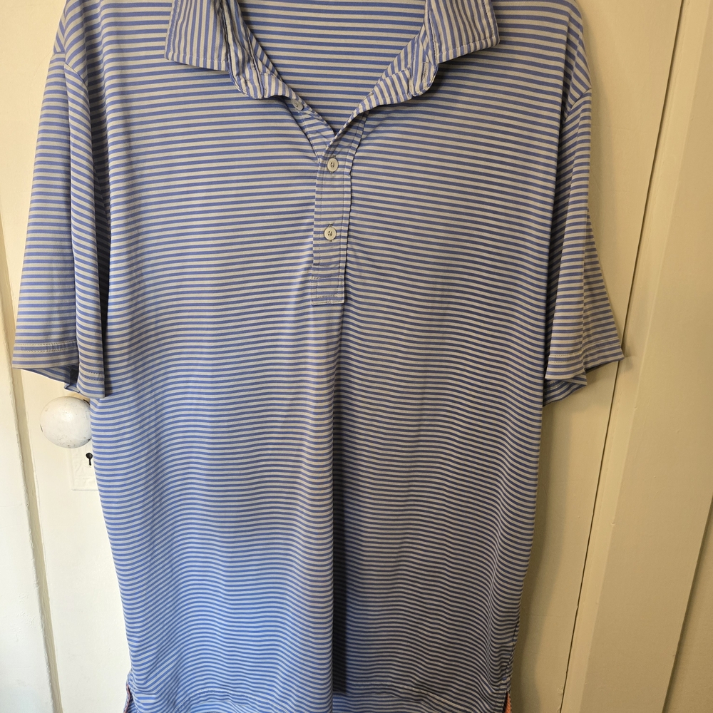 RLX Ralph Lauren Light Blue and White Striped Polo